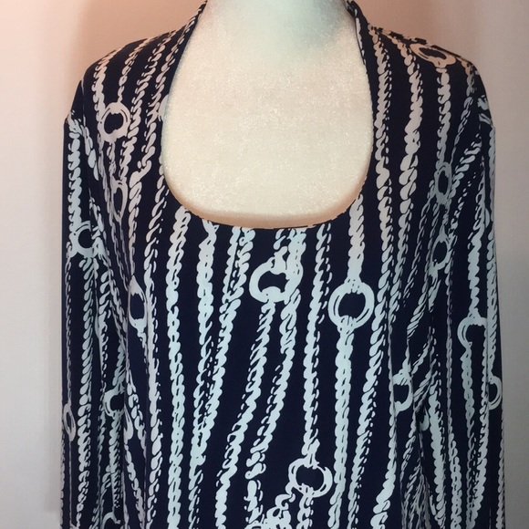 Navy and White GRACE Top . Sz XL - Picture 2 of 9